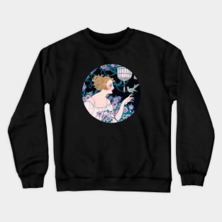 Art Nouveau Woman with Bird Crewneck Sweatshirt